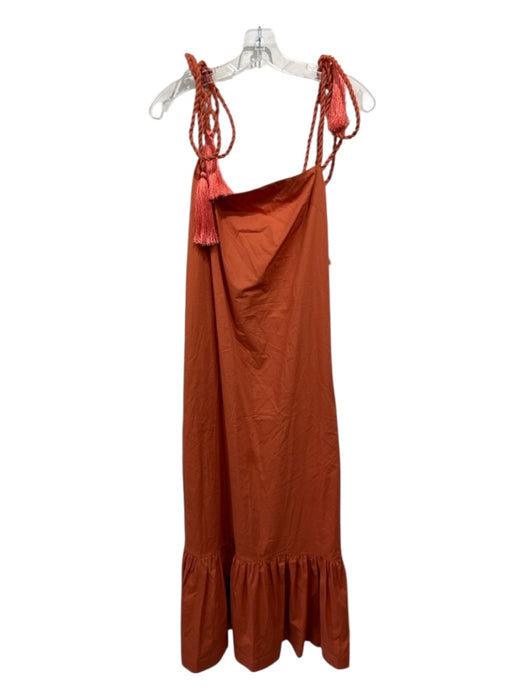 Andres Otalora Size 4 Orange Cotton Spaghetti Strap Rope Design Tassel Dress Orange / 4