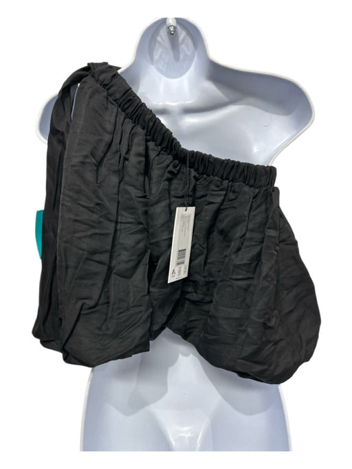 Bondi Born Size Small Black Linen Blend One Shoulder Elastic Detail Tie Top Black / Small