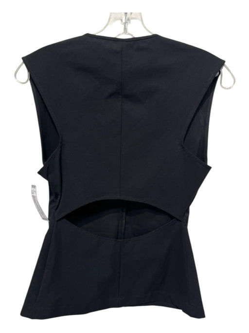 Maria Cornejo Size 2 Black Polyester Cut Out Back Side Zip V Neck Top Black / 2