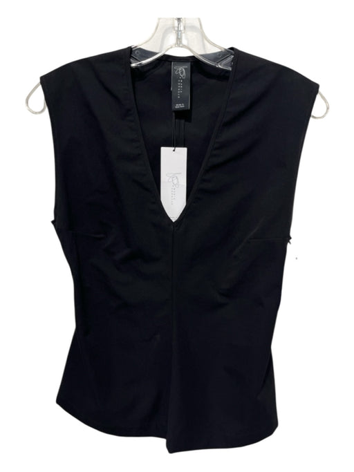 Maria Cornejo Size 2 Black Polyester Cut Out Back Side Zip V Neck Top Black / 2