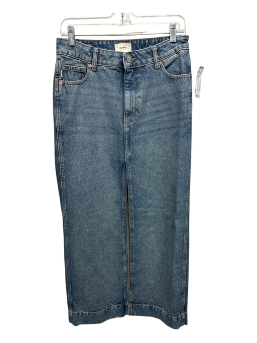 DL 1961 Size 25 Med Wash Cotton Denim Zip & Button 5 Pocket Front Slit Skirt Med Wash / 25