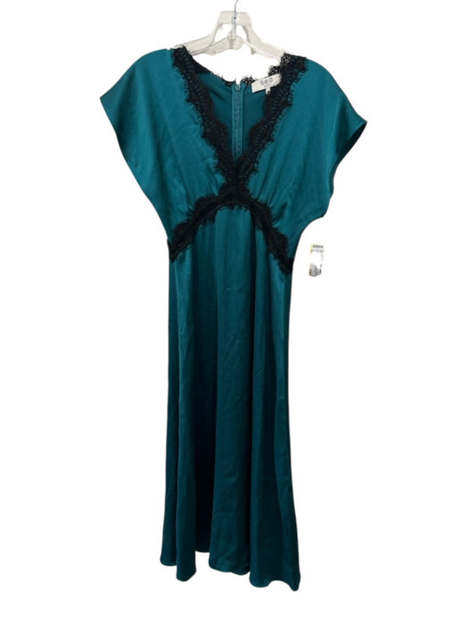 Sea New York Size 4 Teal & Black Polyester Short Sleeve Lace Detail Dress Teal & Black / 4