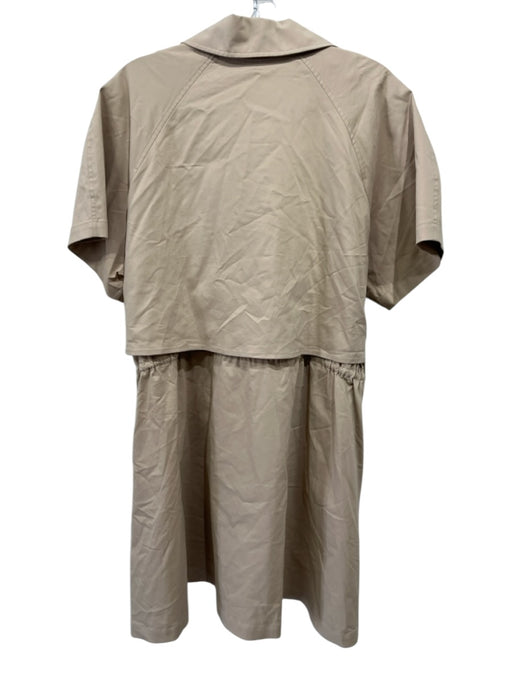 Exquise Size Large Beige Cotton Blend Short Sleeve Button Front Lapel Dress Beige / Large