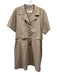 Exquise Size Large Beige Cotton Blend Short Sleeve Button Front Lapel Dress Beige / Large