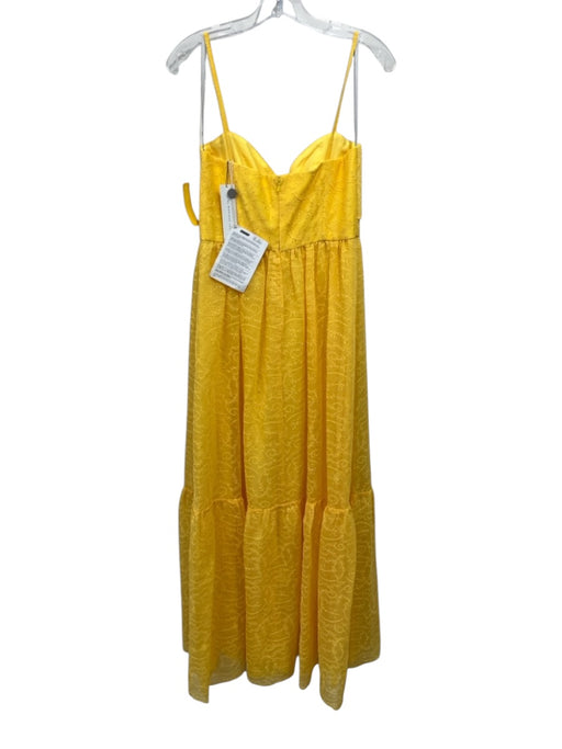 ML Monique Lhuillier Size 6 Lemon Yellow Polyester Spaghetti Strap Tiered Dress Lemon Yellow / 6