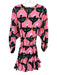 Rhode Size Est Small Pink, Green, Brown Long semi sheer sleeves godet hem Dress Pink, Green, Brown / Est Small