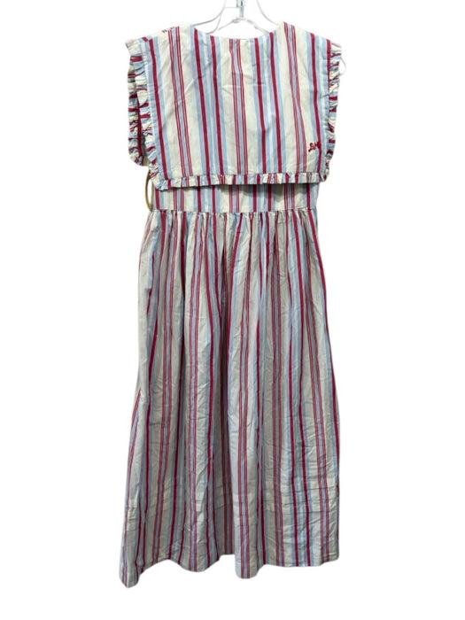 Damson Madder Size 8 Red, Blue, White Cotton Sleeveless Variegated Stripes Dress Red, Blue, White / 8