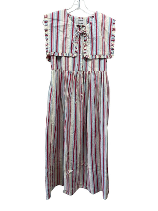 Damson Madder Size 8 Red, Blue, White Cotton Sleeveless Variegated Stripes Dress Red, Blue, White / 8