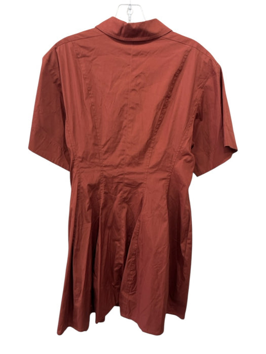 A.L.C. Size 12 Brown Red Cotton Blend Short Sleeve Paneled Quarter Button Dress Brown Red / 12