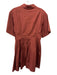 A.L.C. Size 12 Brown Red Cotton Blend Short Sleeve Paneled Quarter Button Dress Brown Red / 12