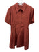 A.L.C. Size 12 Brown Red Cotton Blend Short Sleeve Paneled Quarter Button Dress Brown Red / 12