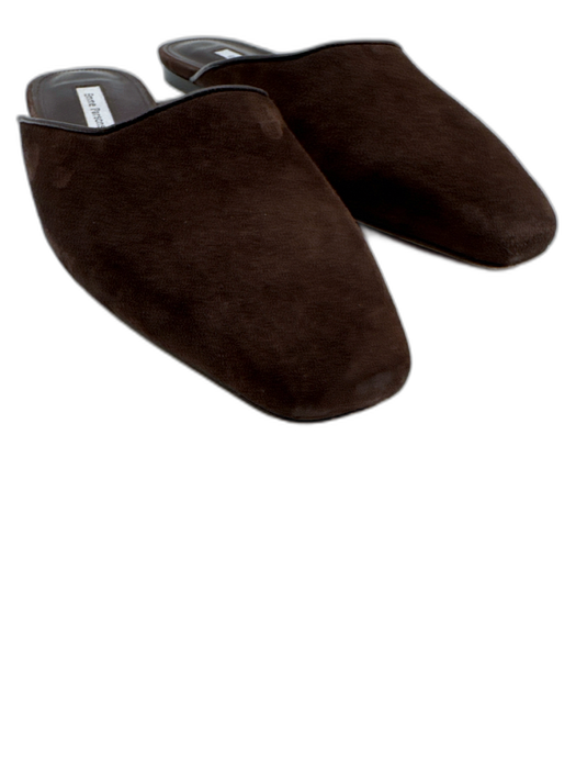 Emme Parsons Shoe Size 37 Dark Brown Leather Upper Suede Chisel Toe Mule Flats Dark Brown / 37