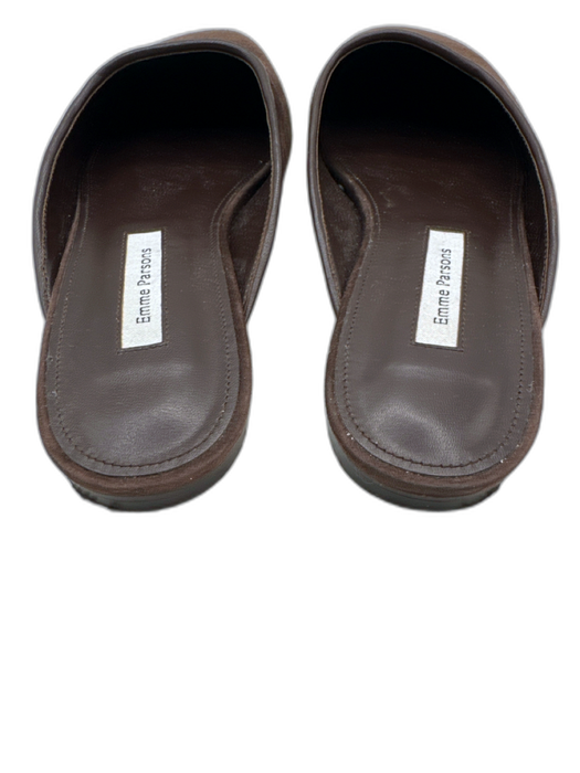 Emme Parsons Shoe Size 37 Dark Brown Leather Upper Suede Chisel Toe Mule Flats Dark Brown / 37