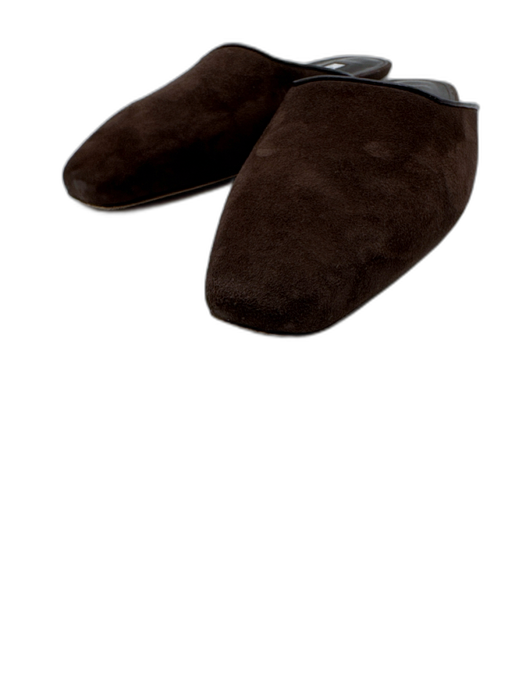 Emme Parsons Shoe Size 37 Dark Brown Leather Upper Suede Chisel Toe Mule Flats Dark Brown / 37