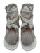 Loewe Shoe Size 37 White & Clear Leather Upper Rhinestone Ball Criss Cross Flats White & Clear / 37