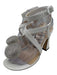 Loewe Shoe Size 37 White & Clear Leather Upper Rhinestone Ball Criss Cross Flats White & Clear / 37