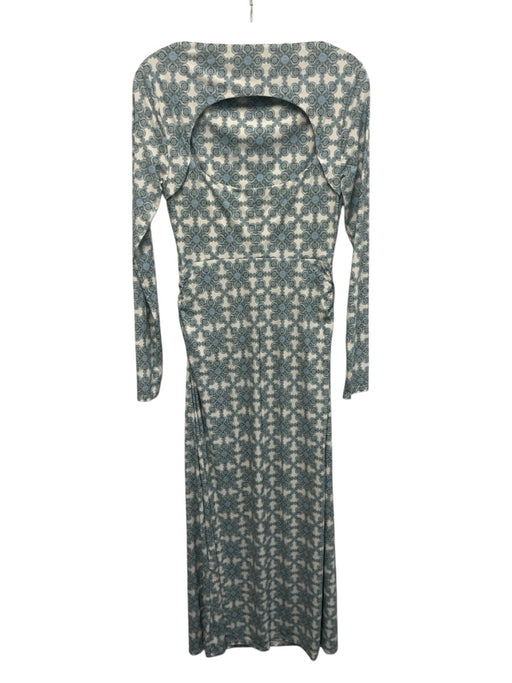Hill House Size S Blue, Green, Cream Nylon & Elastane Long Sleeve Maxi Dress Blue, Green, Cream / S