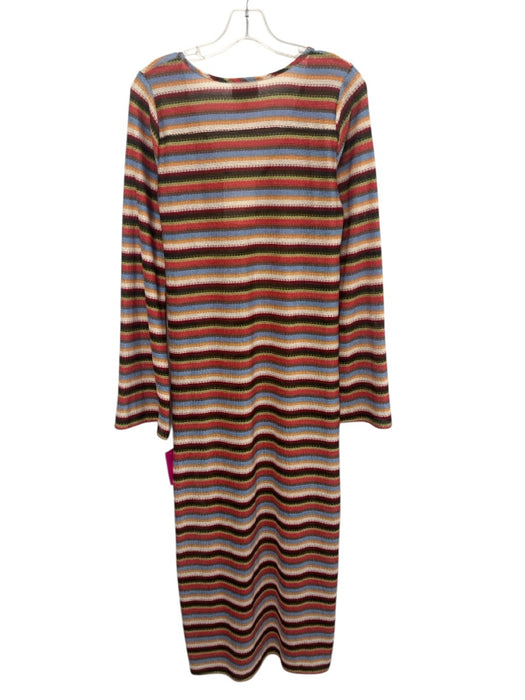 Show Me Your Mumu Size S Pink, Brown, Multi Long Sleeve Striped Coverup Dress Pink, Brown, Multi / S