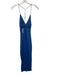Zara Size XS Blue Linen & Viscose Spaghetti Strap Ruched Detail Asymmetric Dress Blue / XS