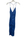 Zara Size XS Blue Linen & Viscose Spaghetti Strap Ruched Detail Asymmetric Dress Blue / XS