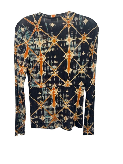 Ulla Johnson Size S navy blue, orange, multi Rayon & Elastane Long Sleeve Top navy blue, orange, multi / S