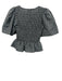 Ganni Size 34 BLack, White, Blue Polyester & Cotton Short Puff Sleeve Plaid Top BLack, White, Blue / 34