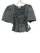 Ganni Size 34 BLack, White, Blue Polyester & Cotton Short Puff Sleeve Plaid Top BLack, White, Blue / 34