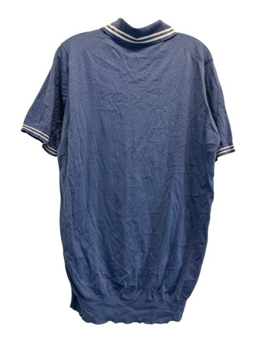Brunello Cucinelli NWT Size 54 Blue Cotton Solid Knit Polo Men's Short Sleeve Blue / 54