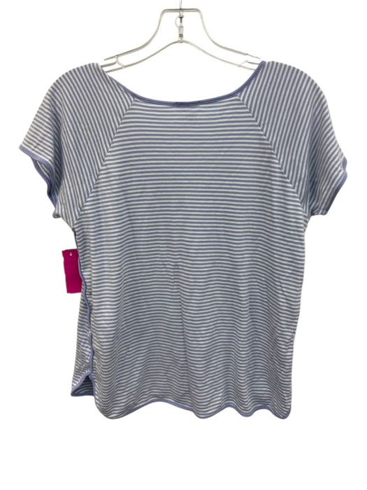 Lake Size Small Blue & White Cotton Short Sleeve Striped Pajama Top Blue & White / Small