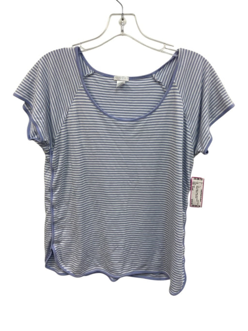 Lake Size Small Blue & White Cotton Short Sleeve Striped Pajama Top Blue & White / Small