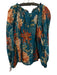 Alemais Size 2 Teal, Orange, White Ramie Long puff sleeve Floral Top Teal, Orange, White / 2