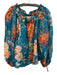 Alemais Size 2 Teal, Orange, White Ramie Long puff sleeve Floral Top Teal, Orange, White / 2