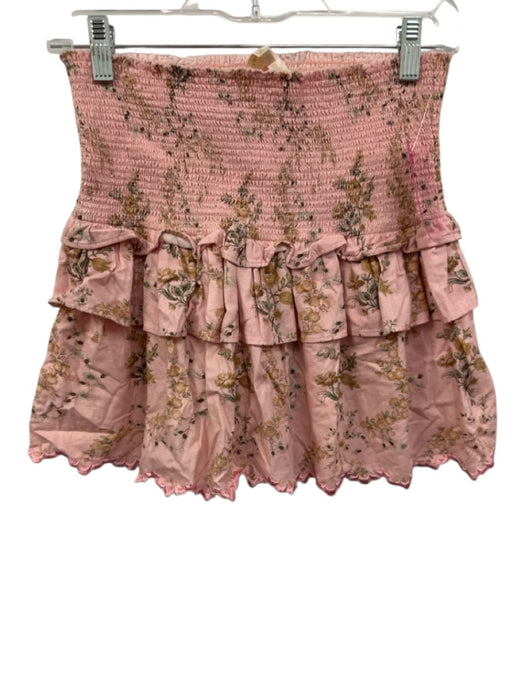 Love Shack Fancy Size XS Pink, Orange, Green Cotton Smocked Waist Band Skirt Pink, Orange, Green / XS