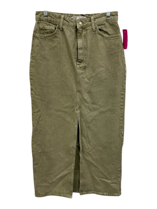 Zara Size Small Light Green Cotton Denim High Rise Front Slit Pockets Maxi Skirt Light Green / Small