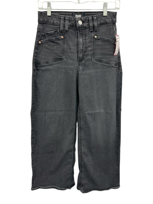 Paige Size 26 Faded Black Cotton Denim High Rise Pockets Wide Leg Jeans Faded Black / 26