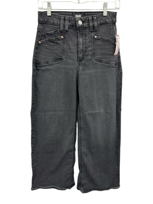 Paige Size 26 Faded Black Cotton Denim High Rise Pockets Wide Leg Jeans Faded Black / 26