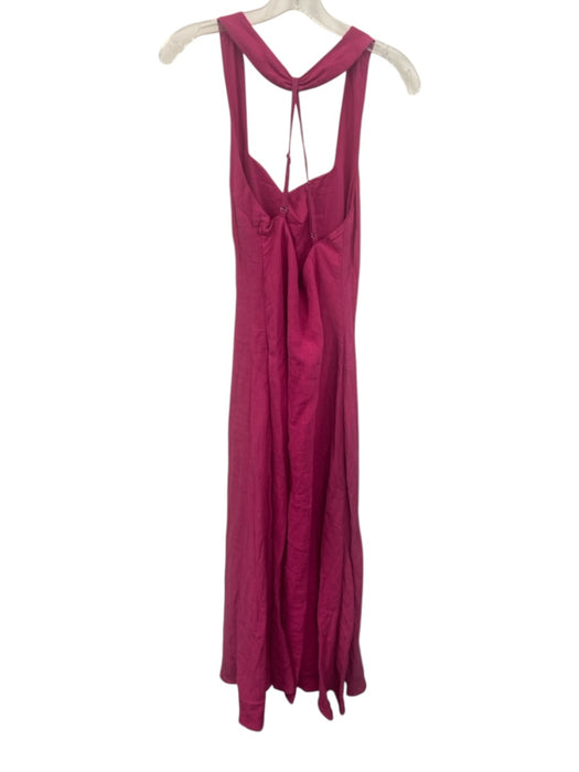 87Origins Size 8 Hot pink Linen Sleeveless Halter Neck Spaghetti Strap Dress Hot pink / 8
