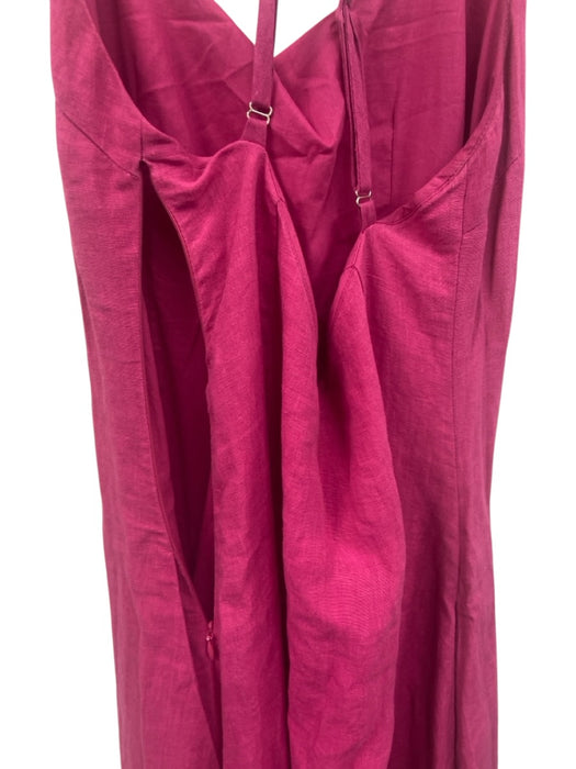 87Origins Size 8 Hot pink Linen Sleeveless Halter Neck Spaghetti Strap Dress Hot pink / 8