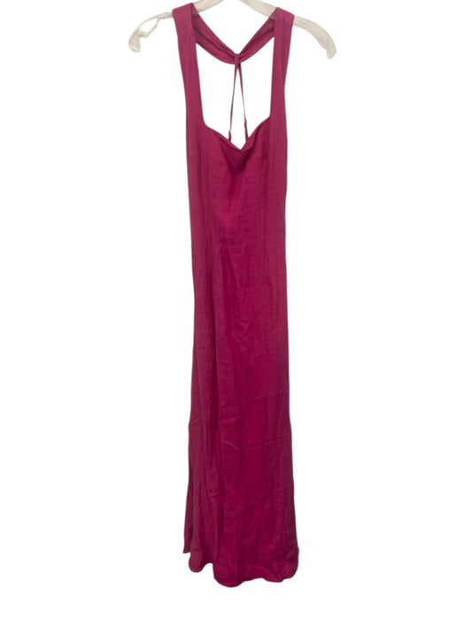 87Origins Size 8 Hot pink Linen Sleeveless Halter Neck Spaghetti Strap Dress Hot pink / 8