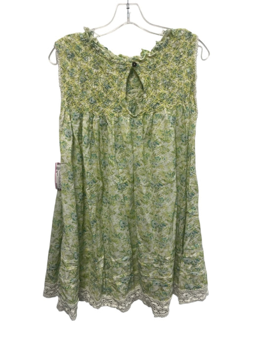 Free People Size XS Green, Blue, Yellow Cotton Blend Sleeveless Floral Dress Green, Blue, Yellow / XS