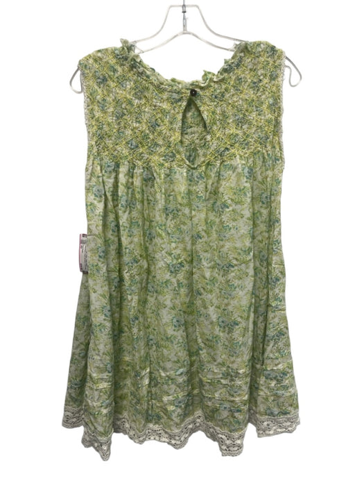 Free People Size XS Green, Blue, Yellow Cotton Blend Sleeveless Floral Dress Green, Blue, Yellow / XS
