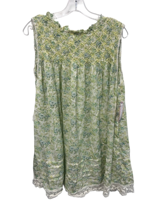 Free People Size XS Green, Blue, Yellow Cotton Blend Sleeveless Floral Dress Green, Blue, Yellow / XS