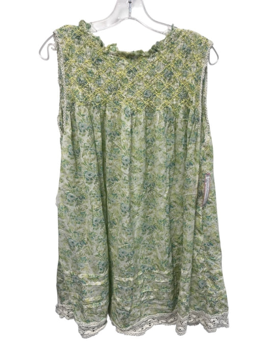 Free People Size XS Green, Blue, Yellow Cotton Blend Sleeveless Floral Dress Green, Blue, Yellow / XS