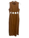 Antonio Melani Size 4 Brown & White Linen Blend Sleeveless Cut Outs Maxi Dress Brown & White / 4