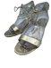 Loeffler Randall Shoe Size 7.5 Light Gold Leather Upper open toe Crinkle Sandals Light Gold / 7.5