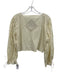 Zara Size M Ivory White Cotton Long Sleeve Mesh Panel Accordian Pleat Top Ivory White / M