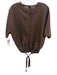 Zara Size S Brown & White Linen & Cotton Half Sleeve Pin Stripe Button Back Top Brown & White / S