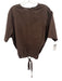 Zara Size S Brown & White Linen & Cotton Half Sleeve Pin Stripe Button Back Top Brown & White / S