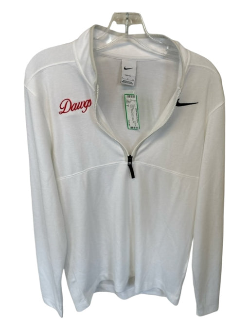 Nike White & Red Polyester UGA Long Sleeve Half Zip Men's Pullover White & Red / S