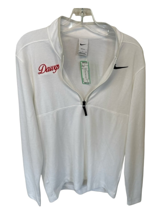 Nike White & Red Polyester UGA Long Sleeve Half Zip Men's Pullover White & Red / S